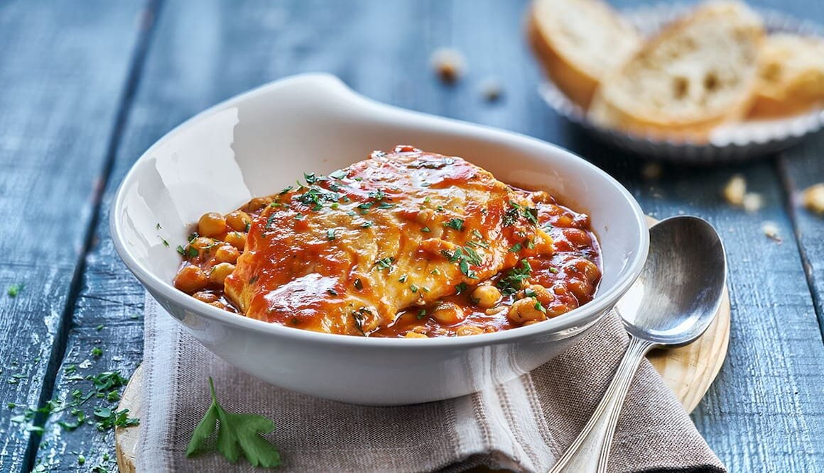 Klippfisch mit Kichererbsen