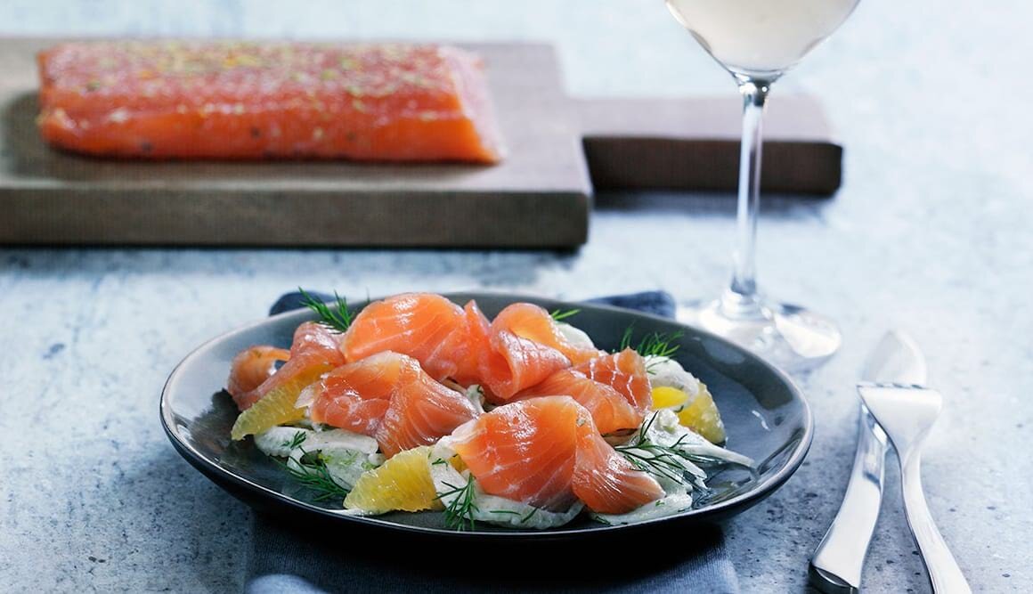 Graved Lachs mit Zitrusfrüchten