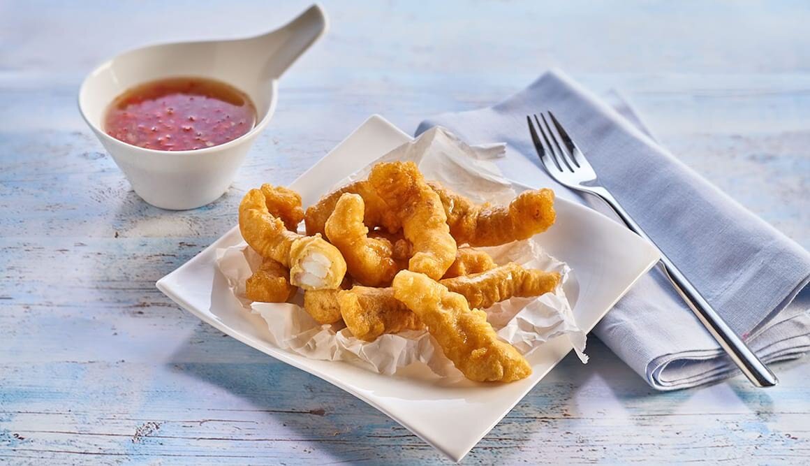 Rochentempura mit süß-saurem-Dip