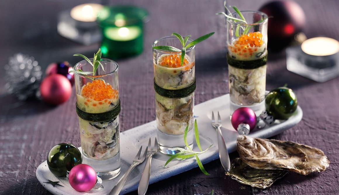 Austern-Shot mit Estragonreduktion