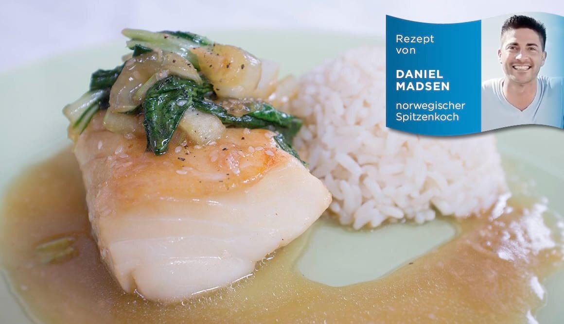 Skrei mit Ingwer und Pak Choi