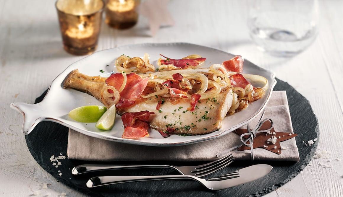 Scholle Finkenwerder Art mit Schinkenchips