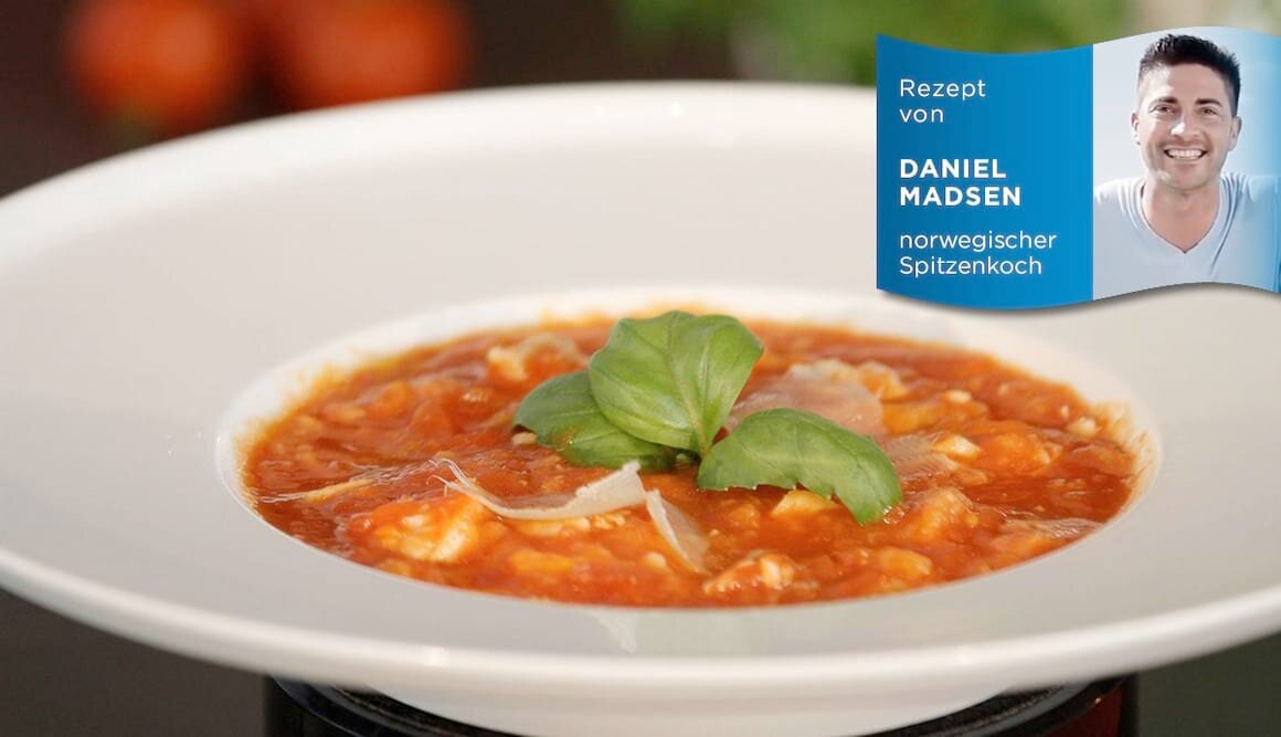 Norwegische Tomatensuppe mit Kabeljau