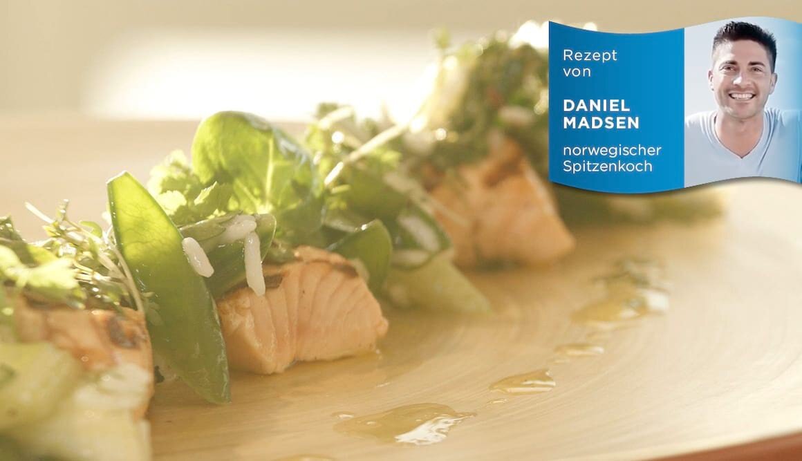 Gegrillter norwegischer Lachs mit Reissalat