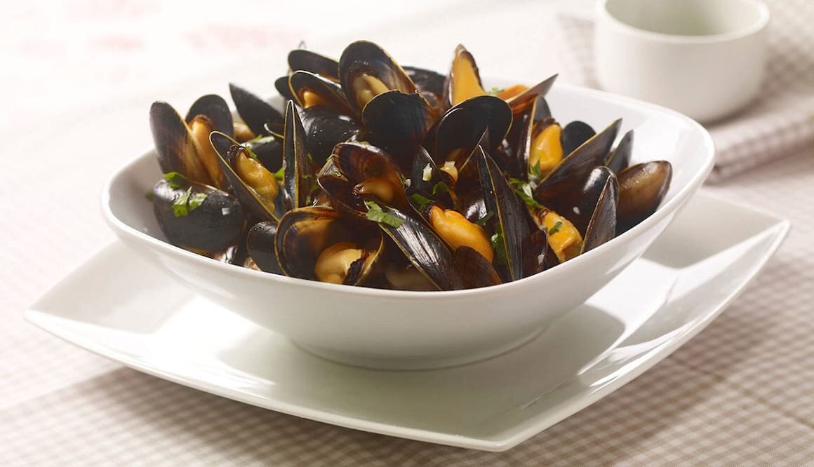 Miesmuscheln mit Schimmelkäse