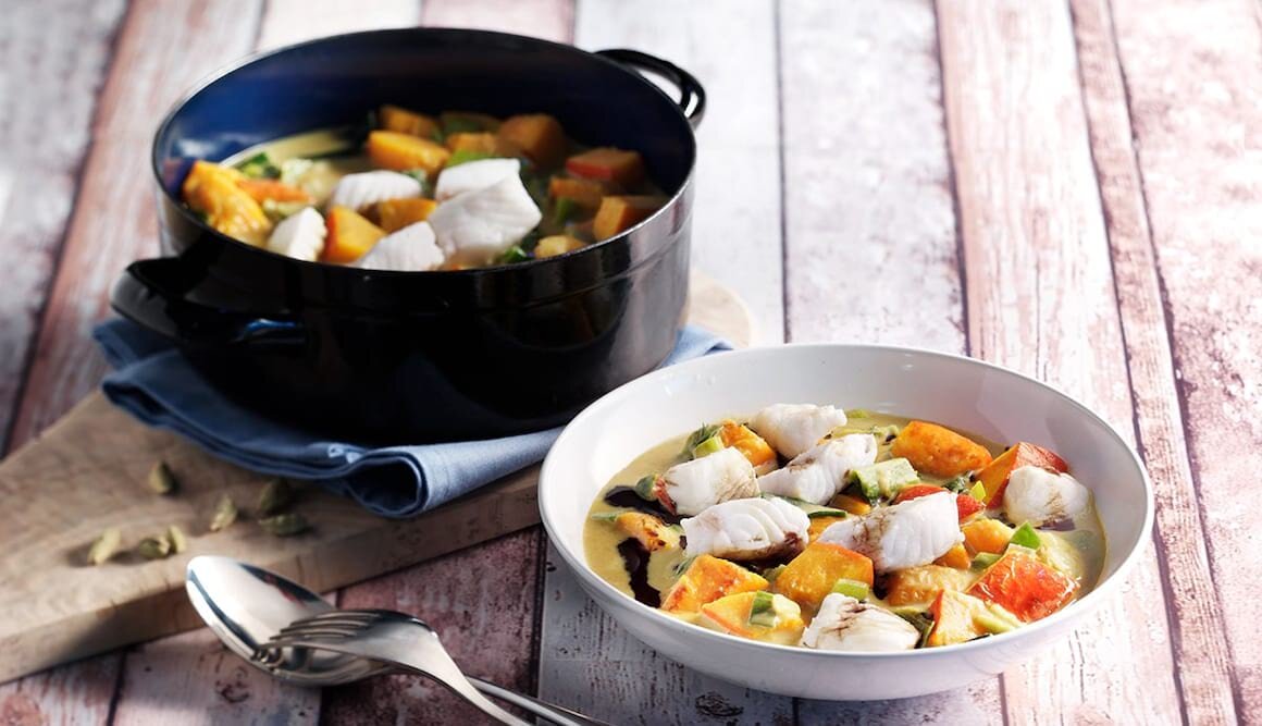 Steinbutt auf Curry-Kürbis