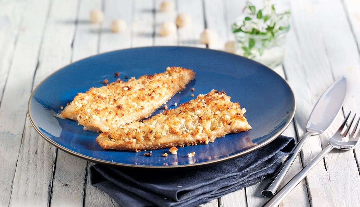 Schwarzer Heilbutt mit Macadamiakruste