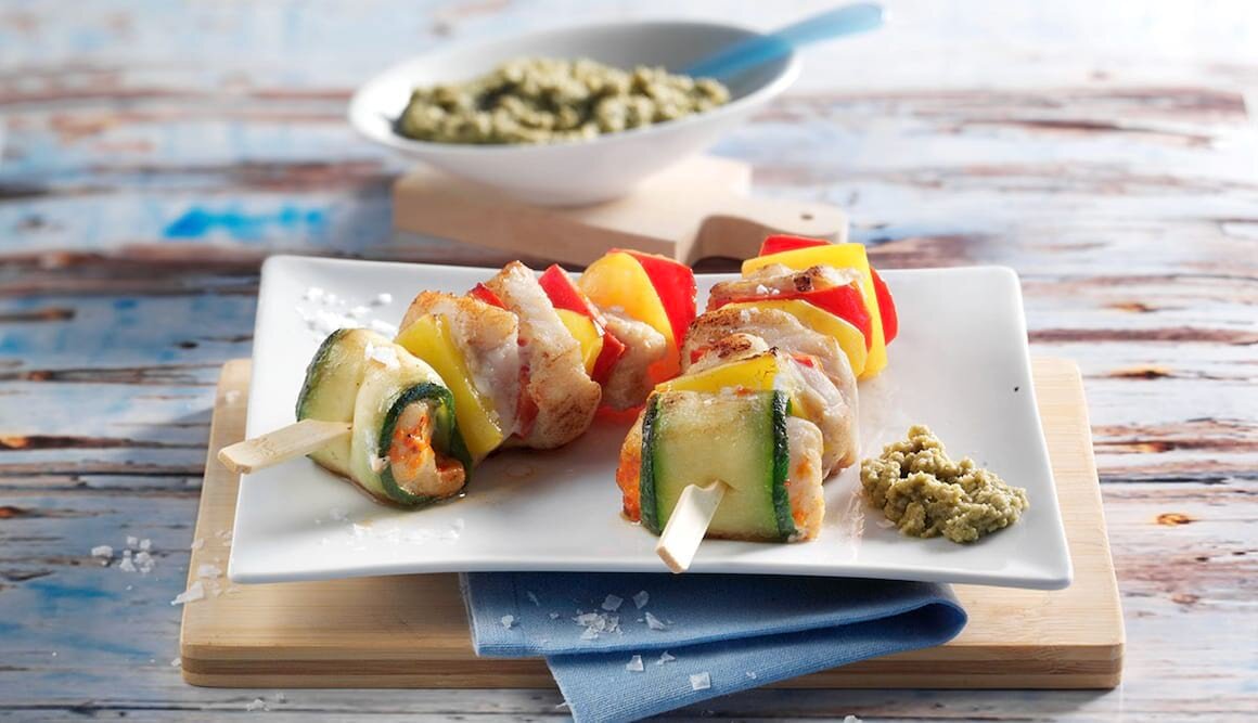 Steinbeißer am Spieß mit Oliven-Tapenade