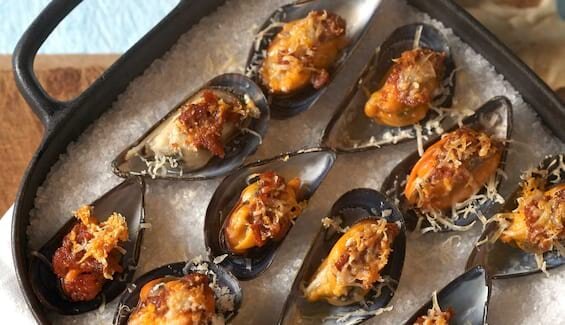 Miesmuscheln gratiniert á la Provencale