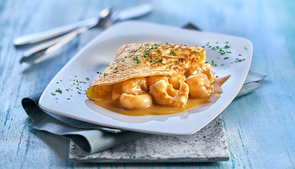 Ragout von Kaisergranat im Parmesancrêpes