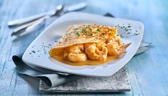 Ragout von Kaisergranat im Parmesancrêpes