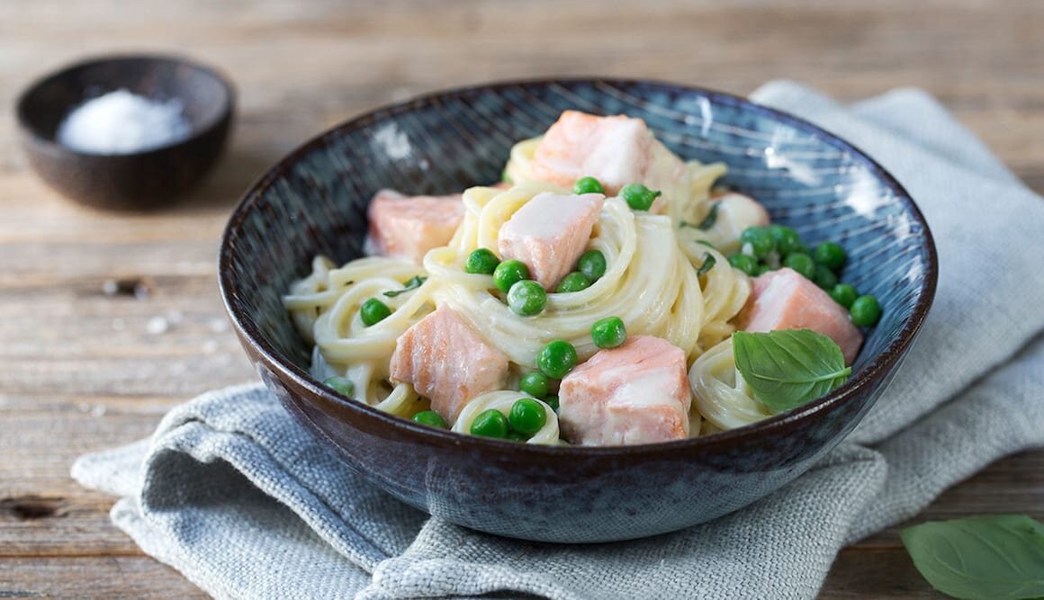 Lachs und Pasta