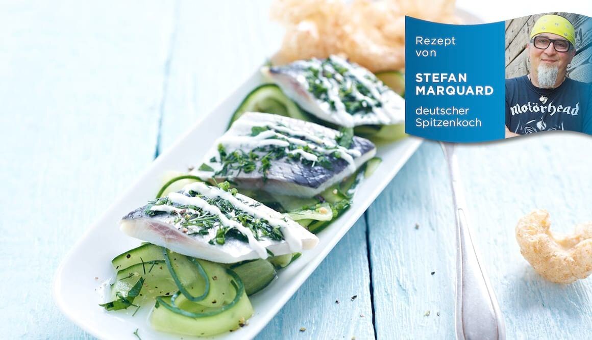 Hering auf Caipirinha-Art mit Schweine-Popcorn