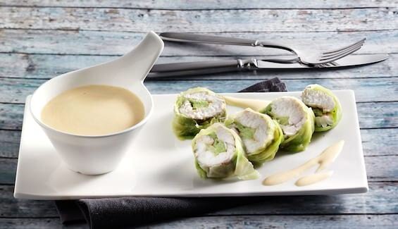 Wickel vom Steinbutt mit Senfschaum