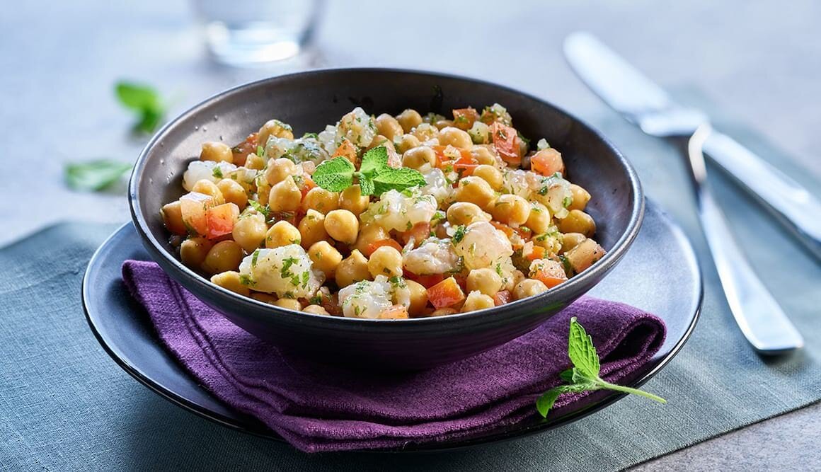 Kaisergranat-Kichererbsen-Salat mit Minze