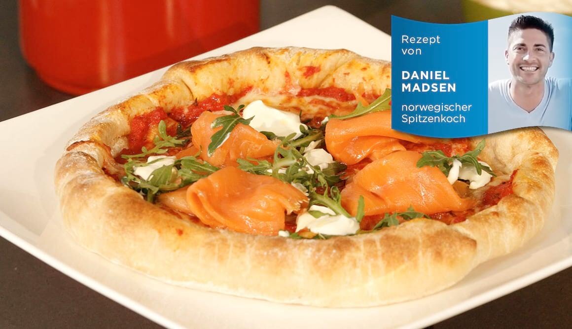 Pizza mit Räucherlachs