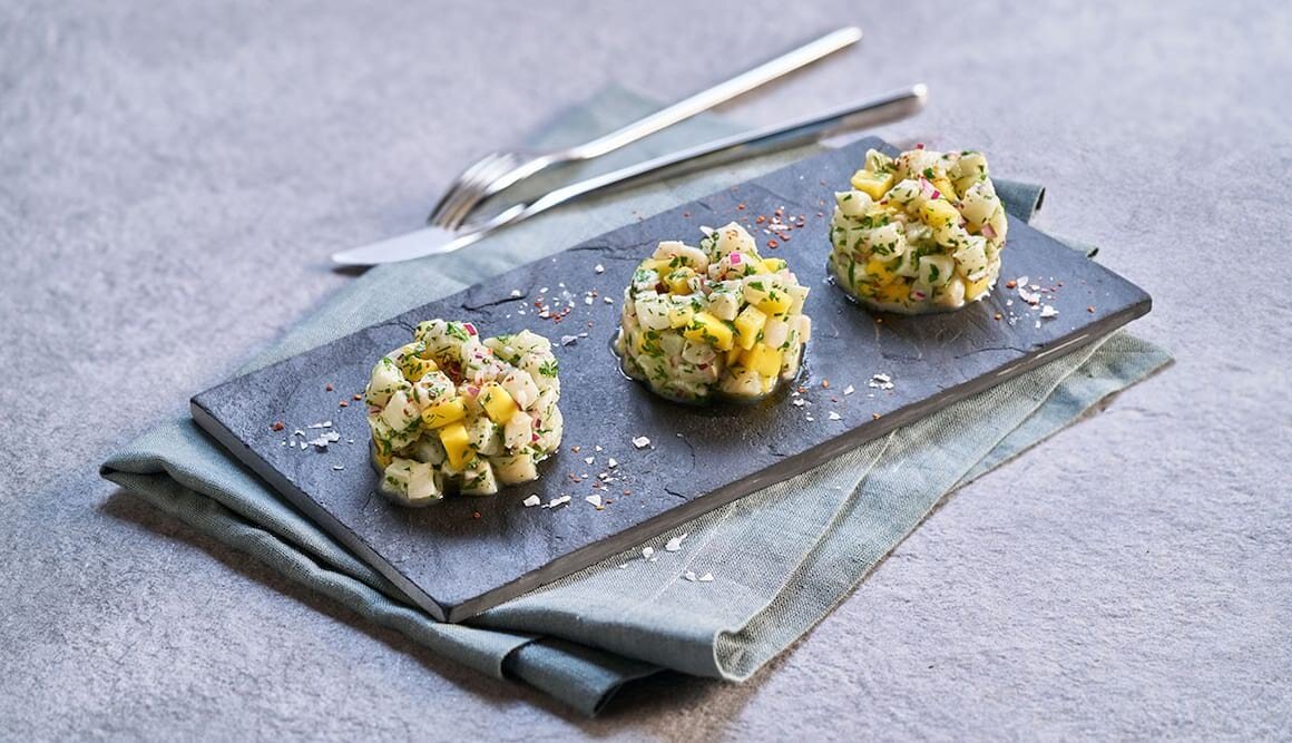 Heilbutt-Ceviche mit Pimientos und Mango