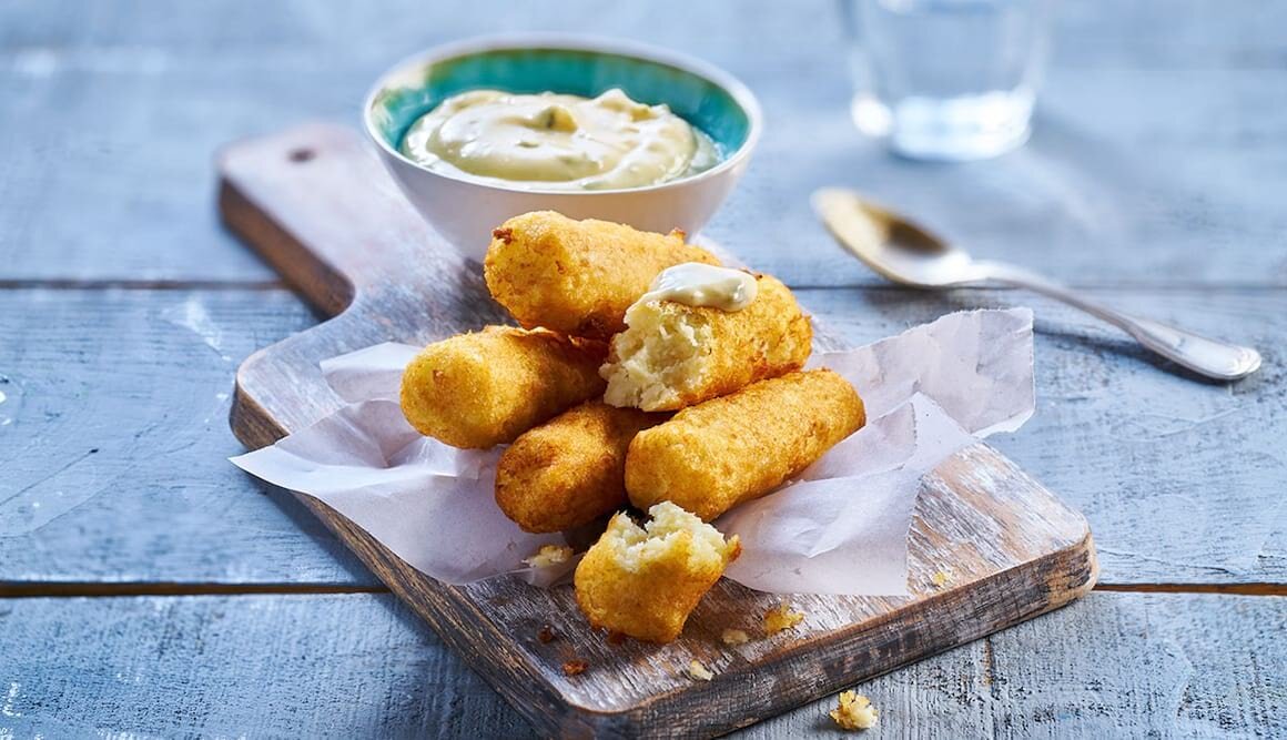 Kroketten vom Lumb mit Kaperndip