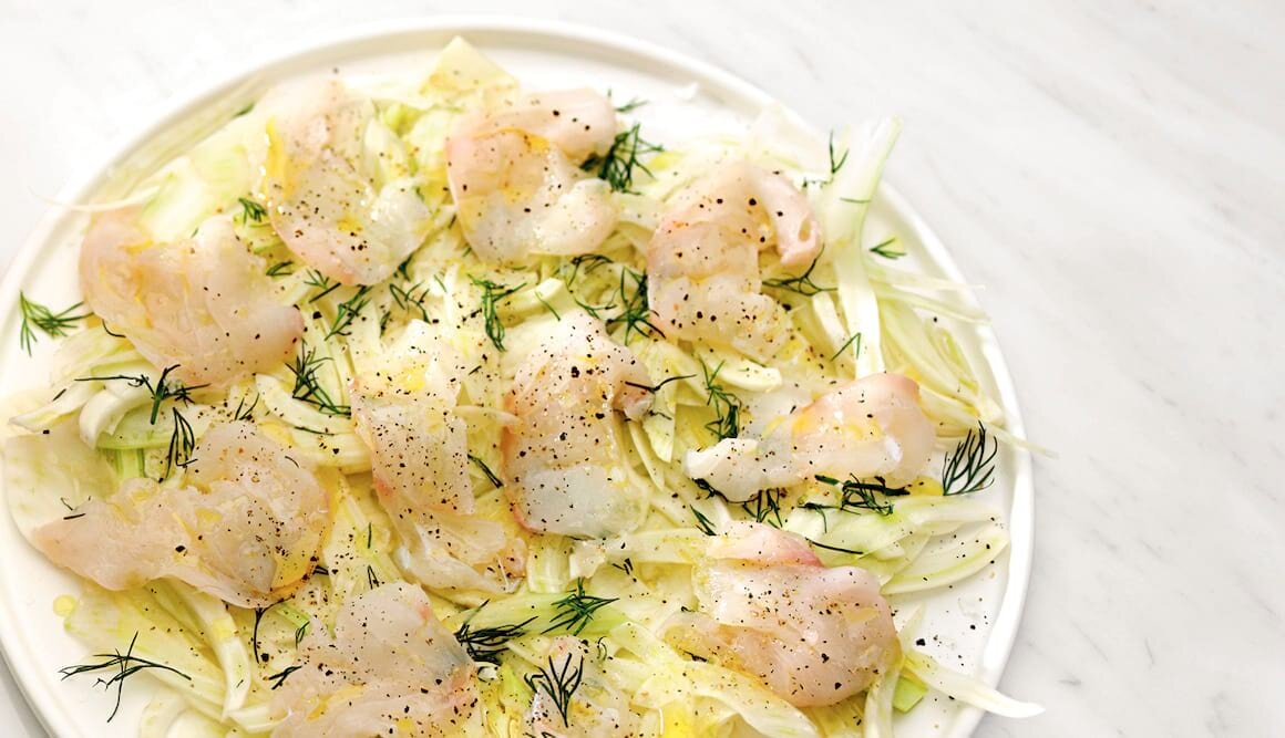 Skrei-Carpaccio mit Fenchel und Zitrone