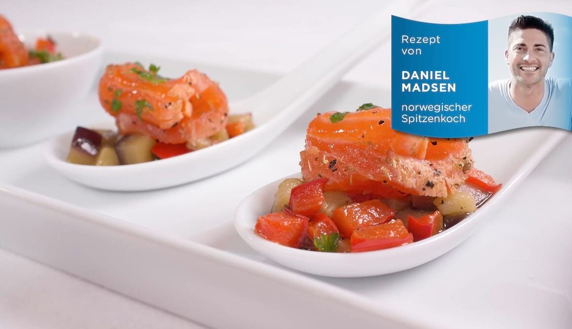 Tapas mit Fjordforelle und Escalivada