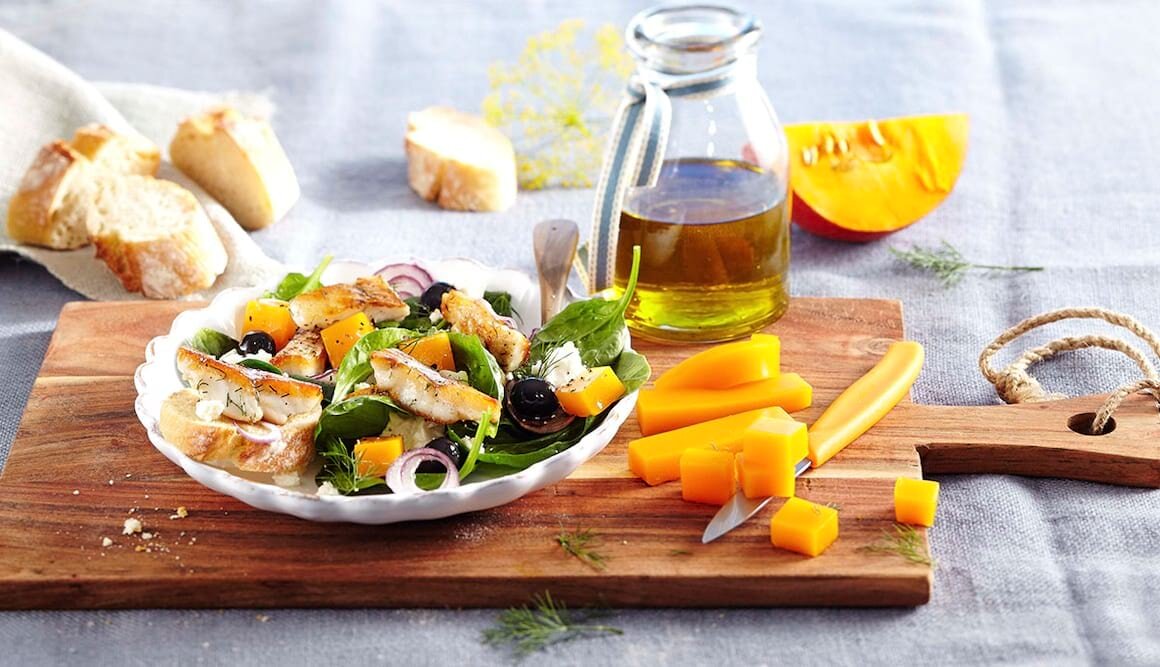 Salat vom Rotbarsch mit Kürbis-Gelee