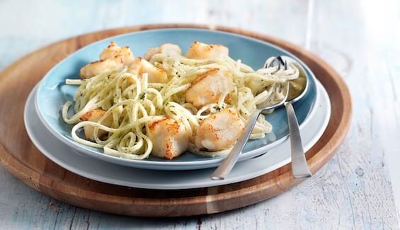 Zitronenthymian-Nudeln mit Seeteufel