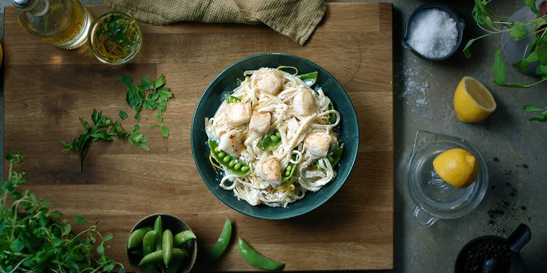 Pasta al limone mit norwegischem Kabeljau