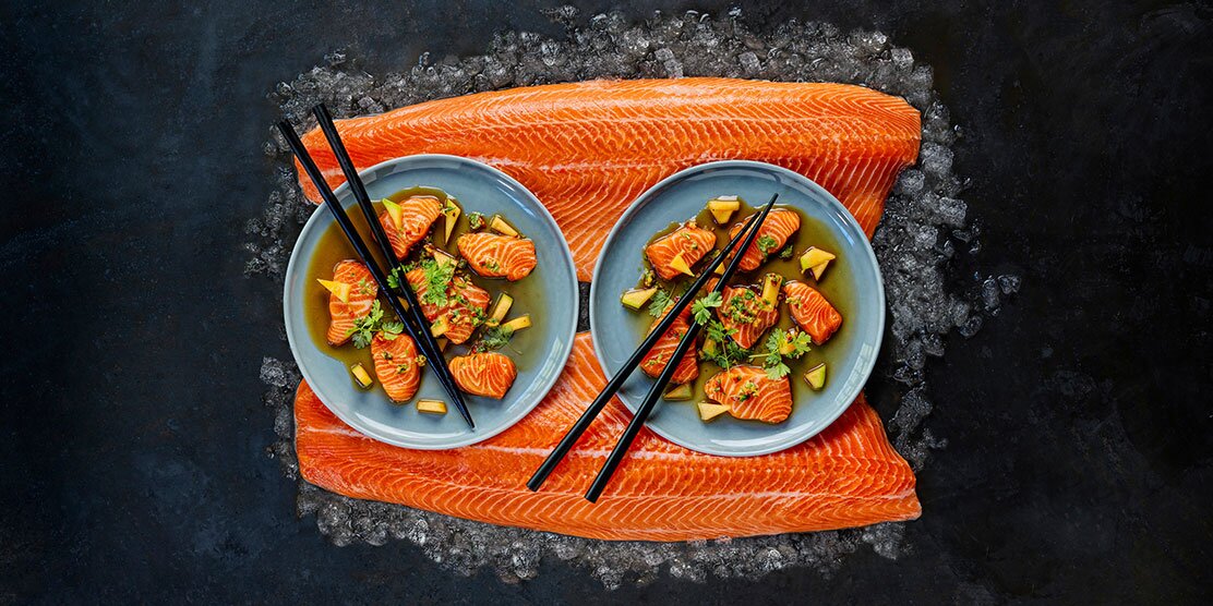 Fjordforellen-Sashimi mit Ponzu-Sauce