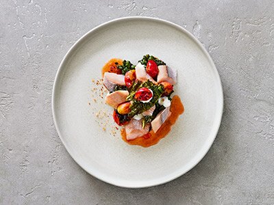 Hering mit Stachelbeeren und Wirsing