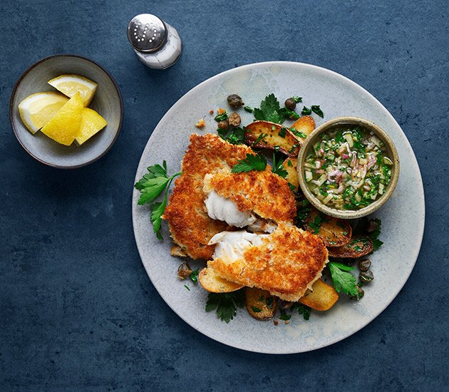 Norwegischer Ofen-Seelachs mit Apfel-Vinaigrette