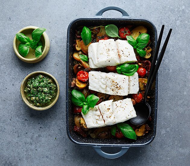 Norwegischer Ofen-Seelachs in Salsa Verde