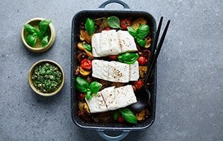 Norwegischer Ofen-Seelachs in Salsa Verde