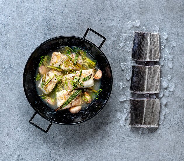 Seelachs aus dem Ofen mit Zitronen-Apfelsoße