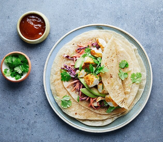 Wraps mit norwegischem Seelachs und Mango-Chutney