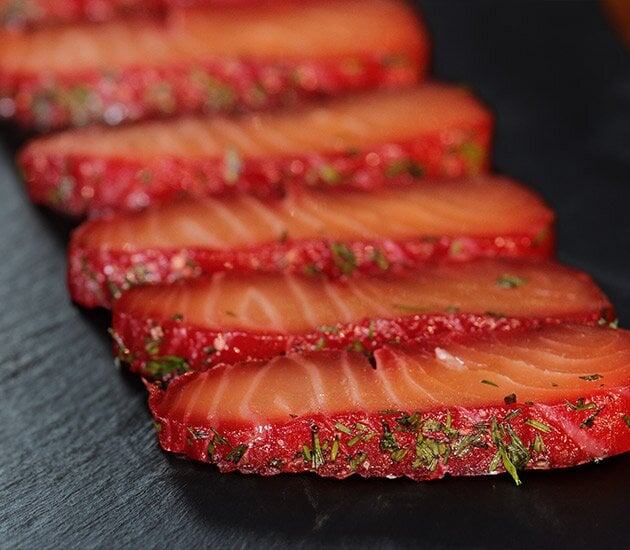 Typisch norwegisch! Graved Lachs mit roter Beete