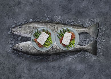 Gekochter Skrei mit Schinkenspeck