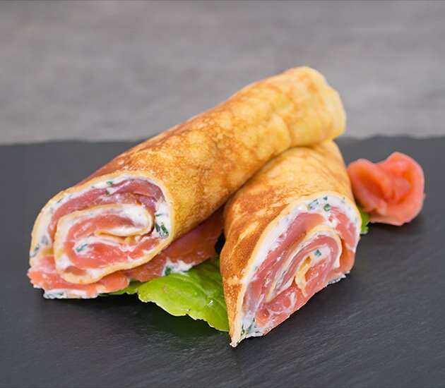 Herzhafter Pfannkuchen mit norwegischem Räucherlachs